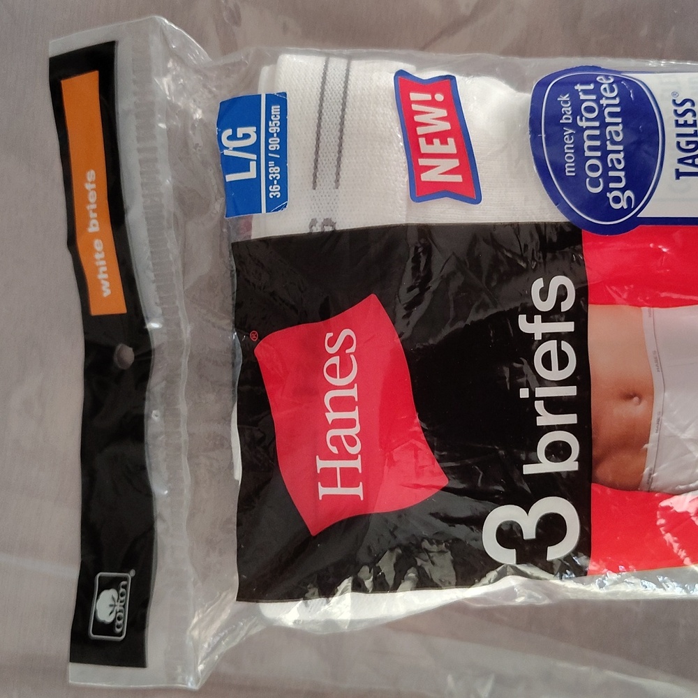 2010 Hanes White Comfort White Briefs Cotton L 36-38 - Picture 4 of 4
